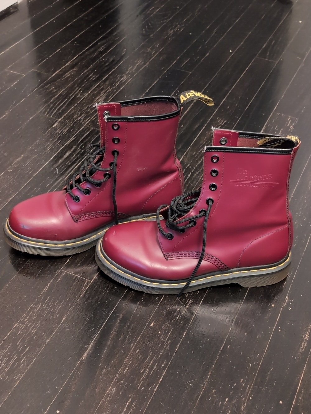 Dr. Martens Women's Burgundy Lace-Up AirWair Classic Boots